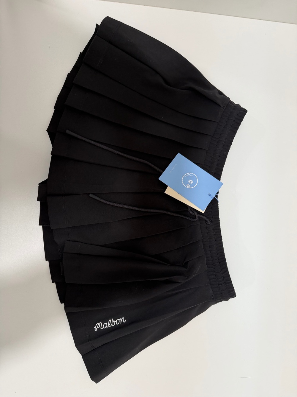 Black Pleated Mini Skirt with Drawstring - Malbon
